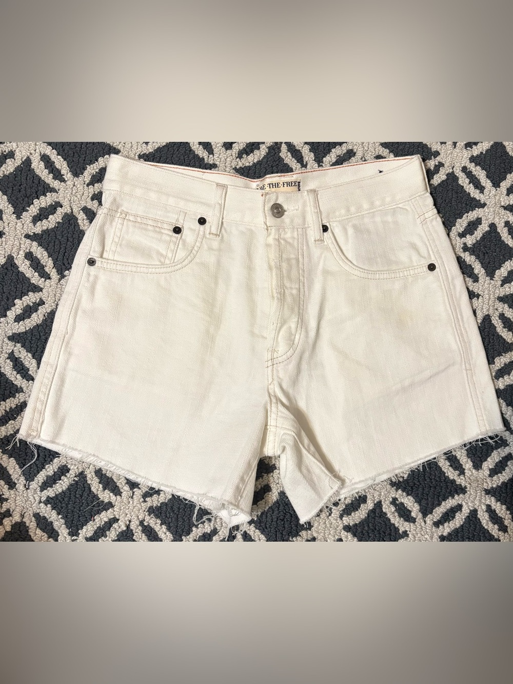 We The Free White Denim Cutoff Shorts